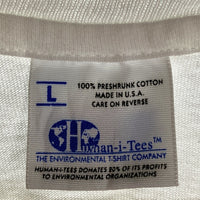 90`s Human-i-Tees アメリカ製 ゴリラ 企業 哲学 半袖 Tシャツ ホワイト Size L 福生店