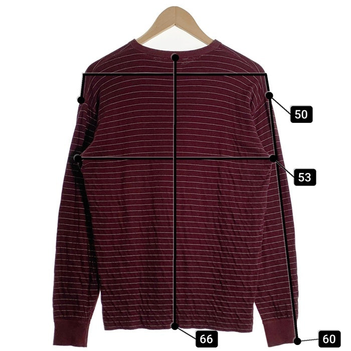 TENDERLOIN テンダーロイン ヘンリーネック ボーダーカットソー バーガンディー コットン ウール Size M 福生店