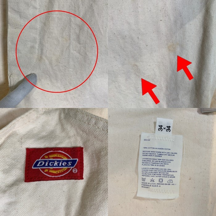 90's Dickies ディッキーズ オーバーオール 生成 アイボリー USA製 Size 34×34 福生店