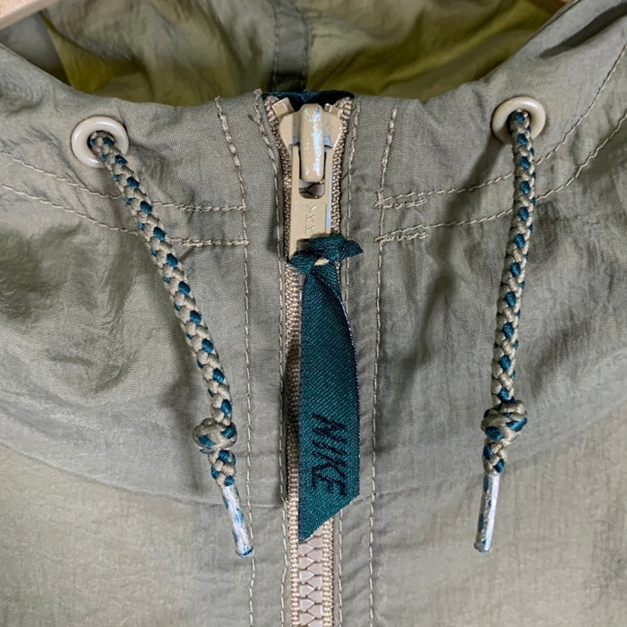 00’s NIKE ナイキ ナイロン アノラック プルオーバージャケット グリーン カーキ AIRスウッシュ刺繡 Size L 福生店