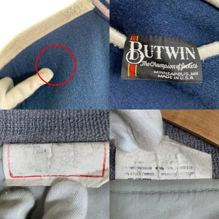80`s BUTWIN バトウィン USA製 ウール スタジアムジャケット スタジャン ネイビー Size 42 福生店