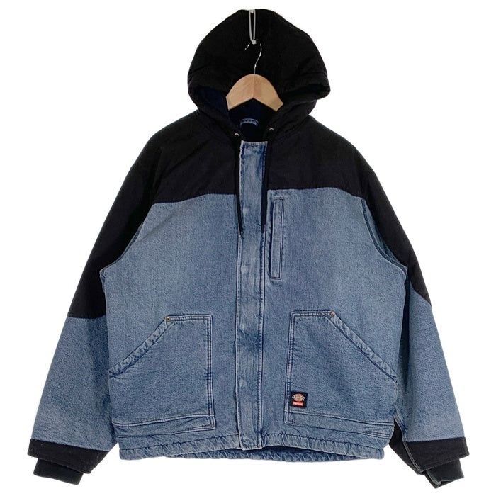 SUPREME シュプリーム 25AW Dickies ディッキーズ Cordura Hooded Work Jacket コーデュラフーデッドワークジャケット デニム ナイロン切替 ブラック ライトブルー Size XL 福生店
