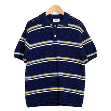 Chez Rien オーガニックコットン ニットポロシャツ ボーダー ネイビー Size M 福生店