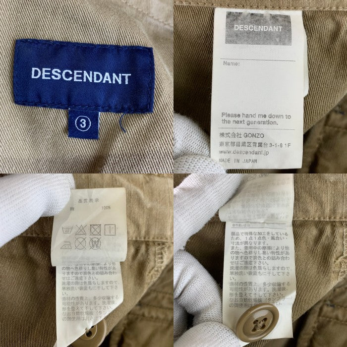 DESCENDANT ディセンダント コットン リップストップ ミリタリーカーゴショーツ ショートパンツ 加工 ベージュ Size 3 福生店