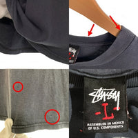 00's STUSSY ステューシー I GET GOOSE BUMPS WHEN THE BASS LINE THUMPS プリント 半袖 Tシャツ ブラック Size L 福生店