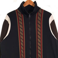 FENDI フェンディ 19SS Color-block Bomber Jacket ズッカ柄 ラインコットン ジップアップ トラック ジャケット ブラック ブラウン FY0960 A6ZY イタリア製 Size XL 福生店