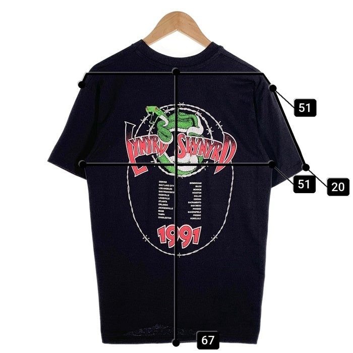 90's LYNYRD SKYNYRD レーナードスキナード 1991ツアー プリントTシャツ ブラック Hanes 1991コピーライト Size L 福生店