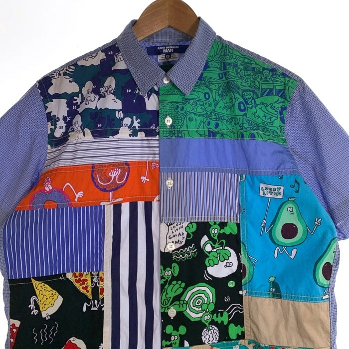 JUNYA WATANABE MAN ジュンヤワタナベマン コムデギャルソン LOUSY LIVIN ラウジーリビン パッチワーク コットンチェックシャツ 半袖 ライトブルー WM-B024 AD2023 Size XS 福生店