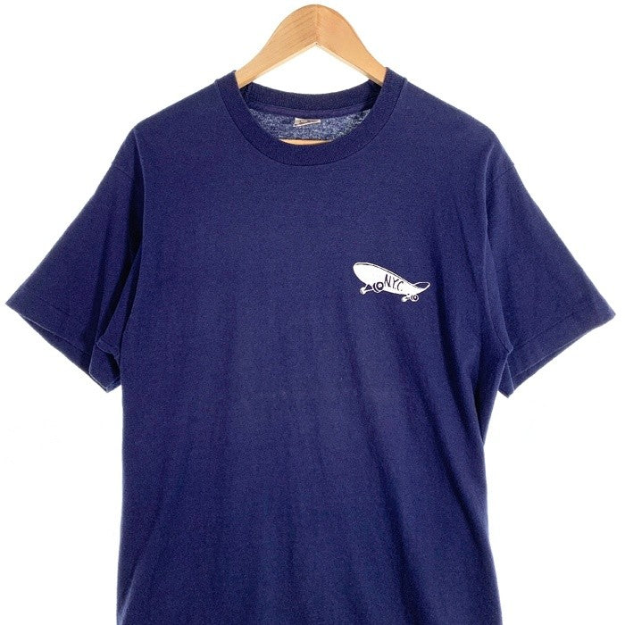 90's SKATE N.Y.C. スケートニューヨーク DIVISION プリントTシャツ ネイビー フルーツオブザルーム Size L 福生店