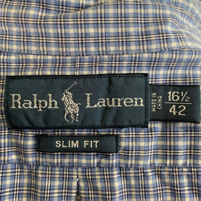 Ralph Lauren ラルフローレン SLIM FIT ボタンダウンチェックシャツ ブルー Size 16 1/2 福生店