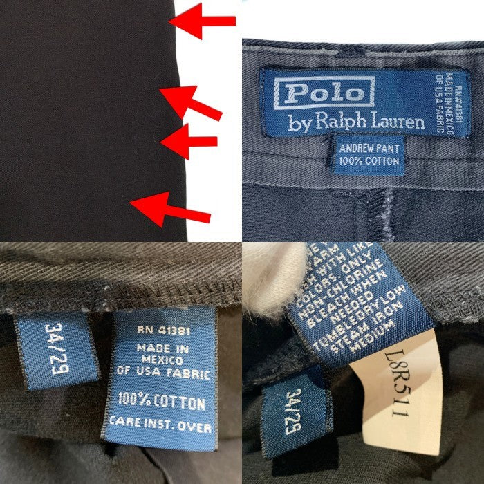 00's Polo by Ralph Lauren ポロラルフローレン ANDREW PANT 2タック チノトラウザー パンツ ブラック メキシコ製 Size 34×29 福生店