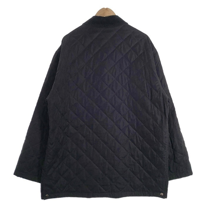BURBERRY LONDON バーバリー キルティングジャケット ブラック スナップボタン 襟コーデュロイ 裏地ノバチェック Size XL-REG 福生店