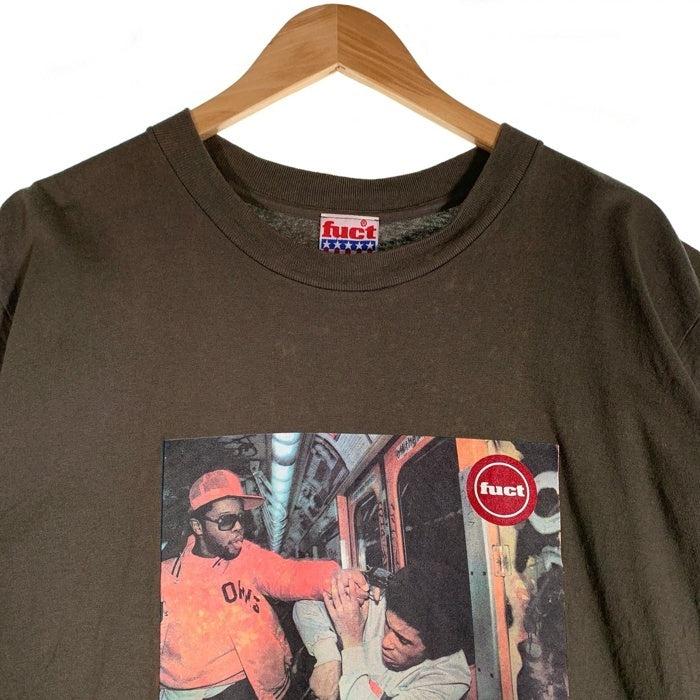 90's FUCT ファクト 初期 星条旗タグ 半袖 フォト Tシャツ オリーブ Size L 福生店