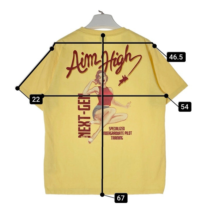 AVIREX アヴィレックス 6113297 Aim High ピンナップガール バックプリント Ｔシャツ イエロー sizeL 瑞穂店