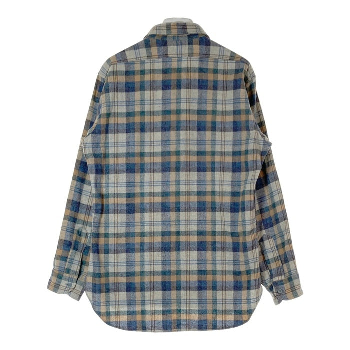 PENDLETON ペンドルトン 70's USA製 ウールシャツ 片ポケット ベージュxブルー sizeM 瑞穂店