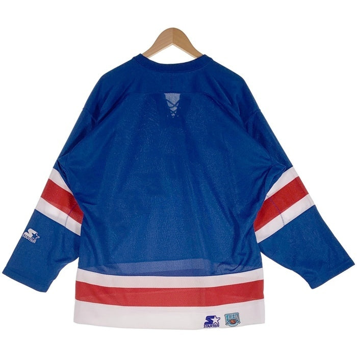Starter スターター Newyork Rangers ニューヨーク レンジャース NHL 七分丈 ラグランスリーブ ホッケーシャツ ブルー レッド ホワイト Size L 福生店
