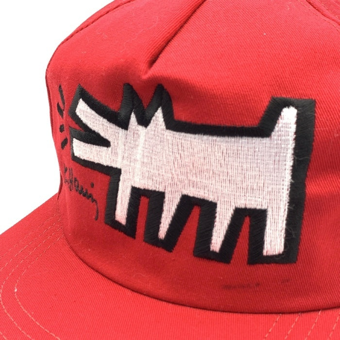 90's Keith Haring キースヘリング 5パネルキャップ レッド 刺繡 USA製 スナップバック 福生店