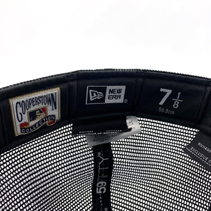 NEW ERA ニューエラ 59FIFTY Newyork Yankees ニューヨーク ヤンキース メッシュ ベースボールキャップブラック チャコール サイドパッチ Size 7 1/8 (56.8cm) 福生店