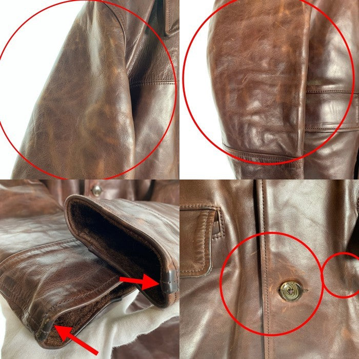 AEROLETHER エアロレザー ホースハイド カーコート レザージャケット ブラウン アルパカライナー スコットランド製 Size 36 福生店