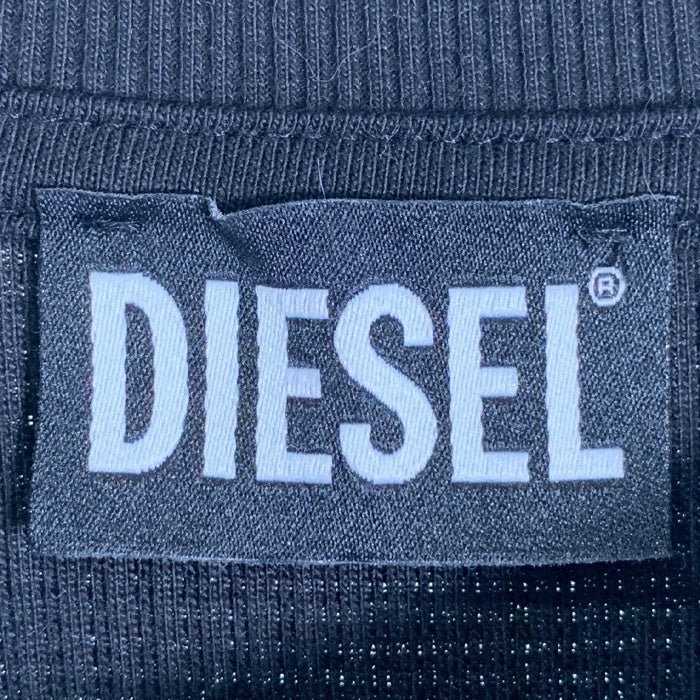 DIESEL ディーゼル S-PEWTER ラバーロゴパッチ ワッフル ロングスリーブカットソー ブラック Size M 福生店