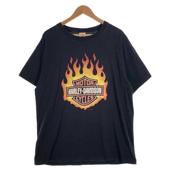 00's Harley-Davidson ハーレーダビッドソン バー&シールド フレイム プリント Tシャツ ブラック DELTA Size L 福生店