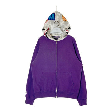 A BATHING APE アベイシングエイプ 初期フランケンタグ NFS限定 SHARK HOODIE WIDE FULL ZIP DOUBLE HOODIE シャーク フルジップパーカー パープル sizeL 瑞穂店