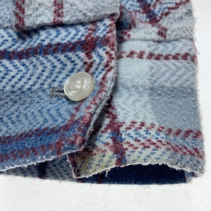 70's Sears シアーズ プリントネル チェックシャツ ブルー Size M 相当 瑞穂店