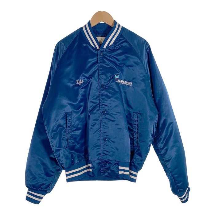 90`s Chalk Line チョークライン Brown Steel Contractors Inc ナイロン スタジアムジャケット スタジャン ブルー USA製 Size L 福生店