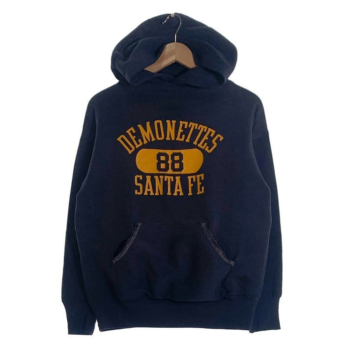 ブランド不明 DEMONETTES SANTA FE カレッジプリント ダブルフェイス プルオーバーフーディー パーカー ネイビー Size S相当 福生店