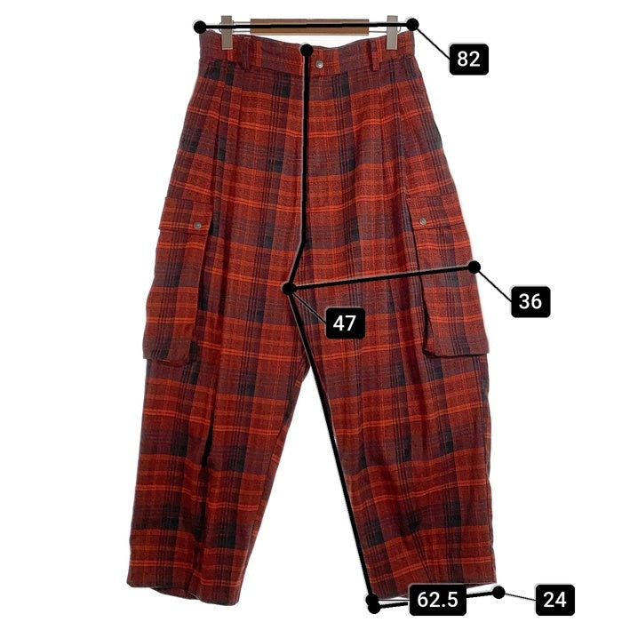 glamb グラム Check Baggy Cargo Pants チェックバギーカーゴパンツ レッド GB0324/P11 Size L 福生店