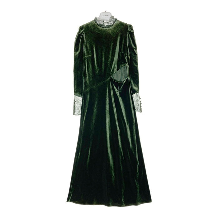 AMERI アメリ 23AW UND VELOUR HOLE LACE DRESS ベロア ホール レース ワンピース グリーン 02320530690 Size M 瑞穂店