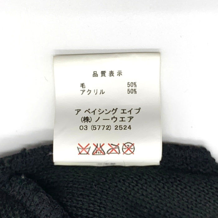 A BATHING APE アベイシングエイプ スワロフスキー フェイス ビーニー ニットキャップ ブラック ウール アクリル 日本製 福生店