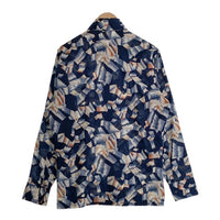 70's Sears シアーズ KINGS ROAD ポリエステル シャツ 幾何学模様 長袖 ネイビー Size M 福生店