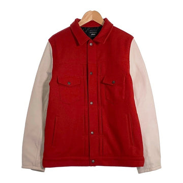 glamb グラム Melvin JKT メルヴィンジャケット トラッカー ウール袖レザー レッド ホワイト GB0419/JKT01 Size 3 福生店