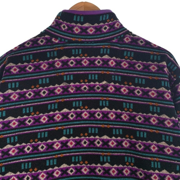 L.L.Bean エルエルビーン Sweater Fleece Pullover セーターフリースプルオーバー ジャケット ニット スナップ ブラック パープル Size XL-R 福生店