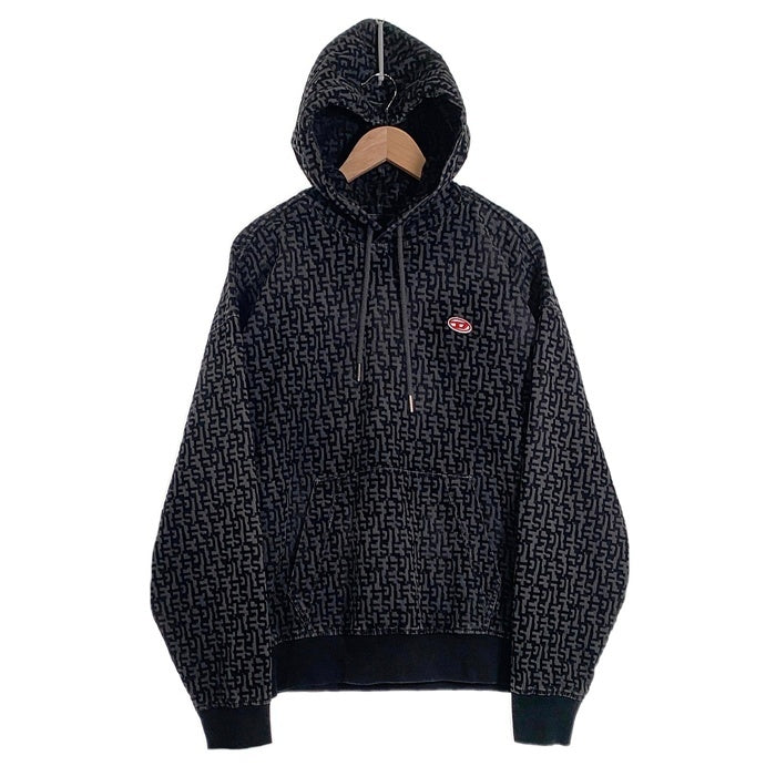 DIESEL ディーゼル 23AW D-UM-RIB-NE モノグラム プルオーバー パーカー フーディー ブラック チャコール Size M 福生店