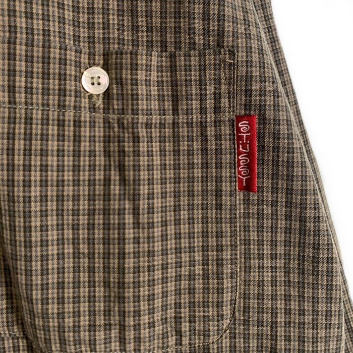 80's STUSSY ステューシー コットンチェックシャツ 長袖 グリーン USA製 黒タグ やや厚手 Size L 福生店