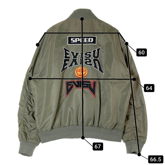 EVISU エヴィス ロゴ＆家紋刺繍MA-1ボンバージャケット 2ESHTM3JK232LFNY オリーブ sizeL 瑞穂店