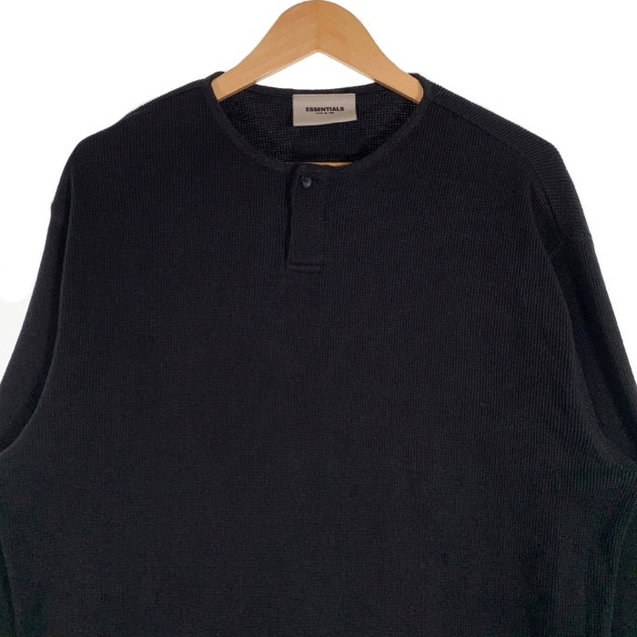ESSENTIALS エッセンシャルズ ヘンリーネック サーマル ロングスリーブTシャツ ブラック オーバーサイズ Size S 福生店