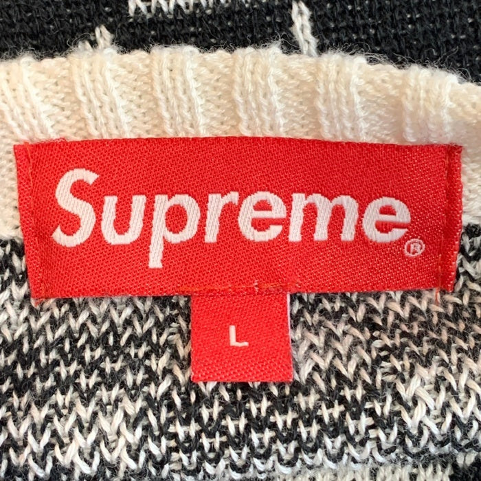 SUPREME シュプリーム 20SS Back Logo Sweater バックロゴ セーター チェッカーフラッグ ブラック ホワイト コットン Size L 福生店