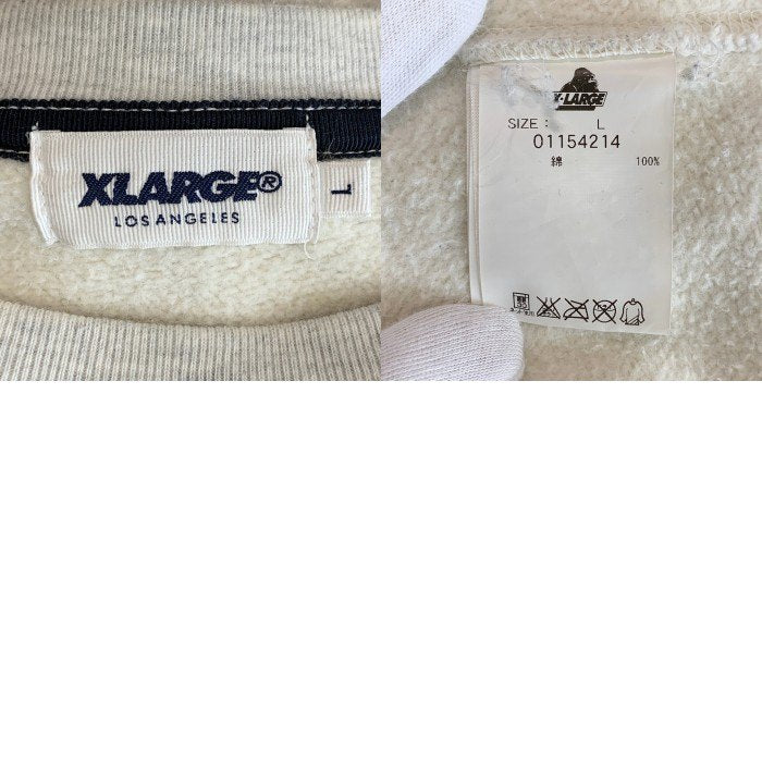 X-LARGE エクストララージ プリント クルーネックスウェットトレーナー オートミール 裏起毛 01154214 Size L 福生店