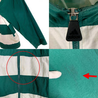 80-90’s adidas アディダス ナイロン ジップアップジャケット ボーダー グリーン ホワイト Size XL 福生店