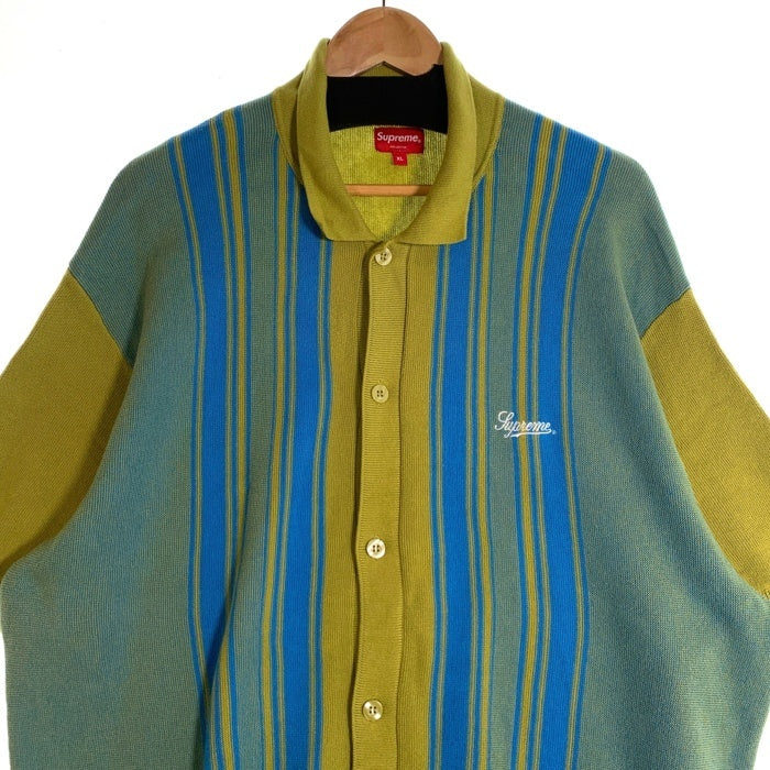 SUPREME シュプリーム 22SS Stripe Button Up Polo ストライプ ボタン 半袖 ポロシャツ グリーン Size XL 福生店