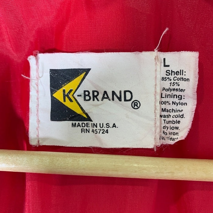 80-90's K-BRAND コーデュロイ リブジャケット ワッペン 刺繡 スナップボタン レッド USA製 Size L 福生店