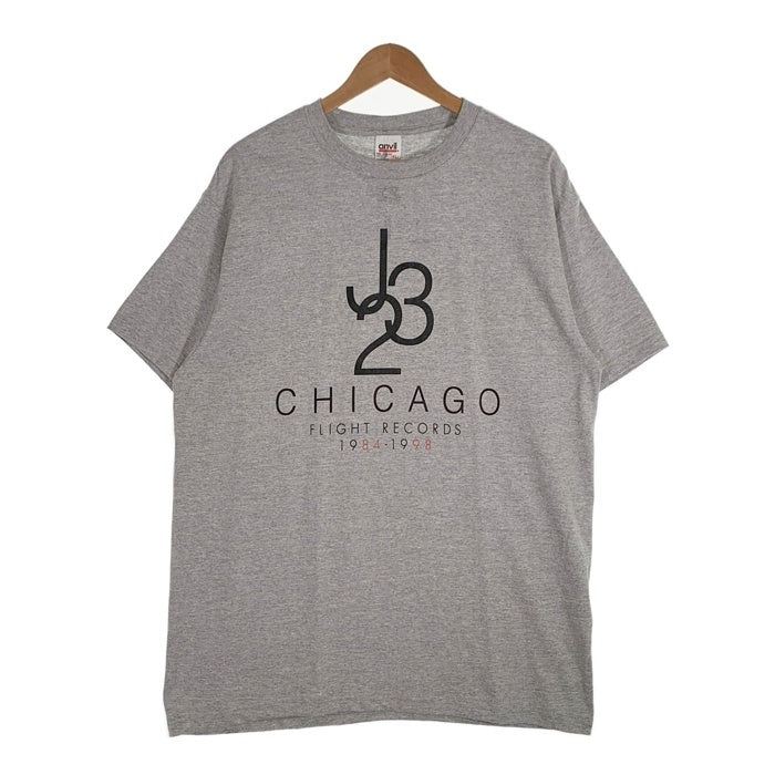 90's J23 CHICAGO FLIGHT RECORDS 1984-1998 マイケルジョーダン プリントTシャツ グレー anvil Size XL 福生店