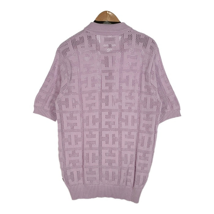 HUF ハフ MONOGRAM JACQUARD ZIP SWEATER モノグラム ジャガードジップセーター 半袖 ラベンダー KN00485 Size M 福生店