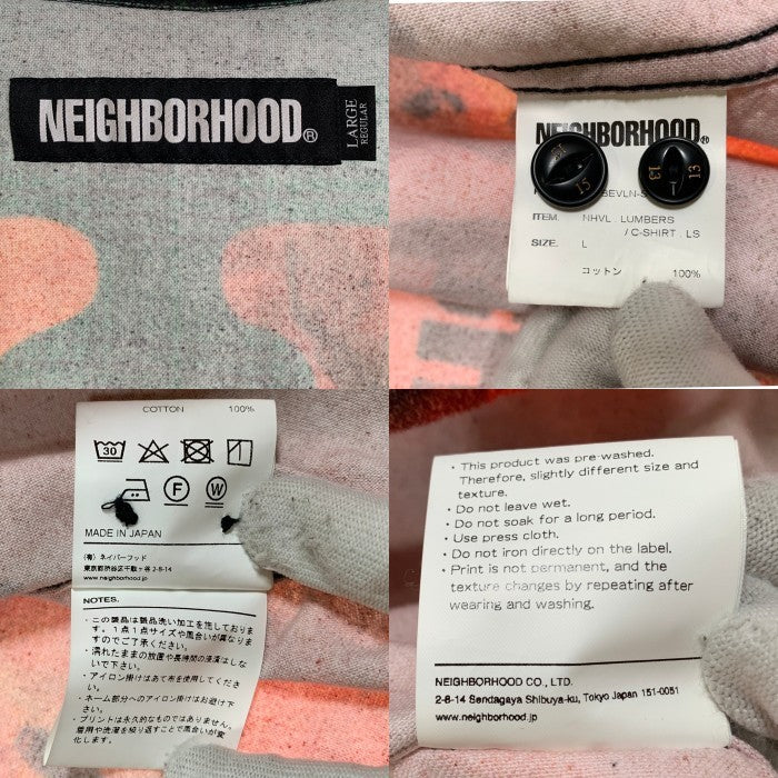 NEIGHBORHOOD ネイバーフッド 19SS VLONE ヴィーローン NHVL.LUMBERS/C-SHIRT LS ランバーチェックシャツ フレイムスカルプリント フランネル グリーン 191BEVLN-SHM01S Size L 福生店