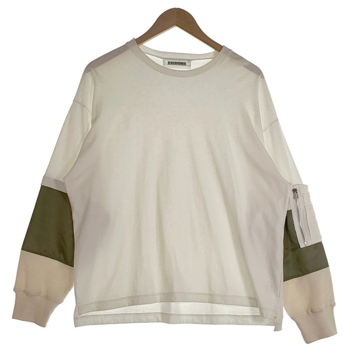 DISCOVERED ディスカバード SWITCH SLEEVE CUTSEWN ロンT ロングスリーブ 長袖 Tシャツ ホワイト オリーブ DC-AW25-CU-18 Size 2 福生店