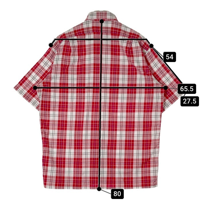RRL ダブルアールエル 90's 三ツ星タグ ボックスカット チェック 半袖 ワークシャツ レッド sizeM 瑞穂店