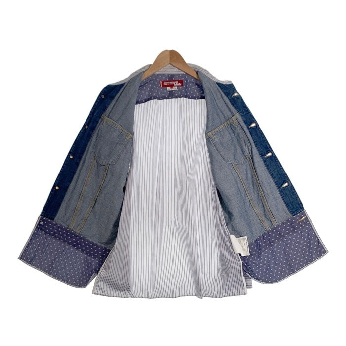 JUNYA WATANABE MAN COMME des GARCONS ジュンヤワタナベマン コムデギャルソン 20SS Levi's リーバイス デニム切替 ストライプシャツ ホワイト インディゴ WE-B015 Size S 福生店